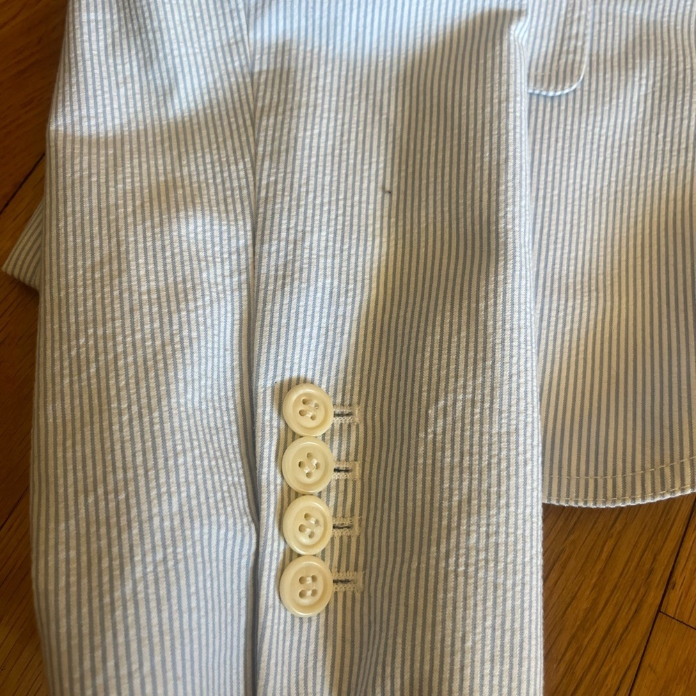 Jcrew Size 12 Blue Seersucker Blazer - Picture 3 of 9